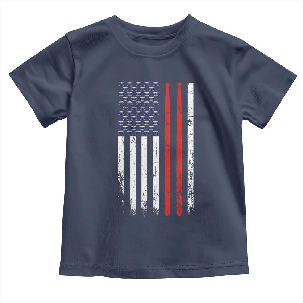 Patriotic Drummer Toddler T Shirt Percussionist Gift Drumming Drumsticks American Flag