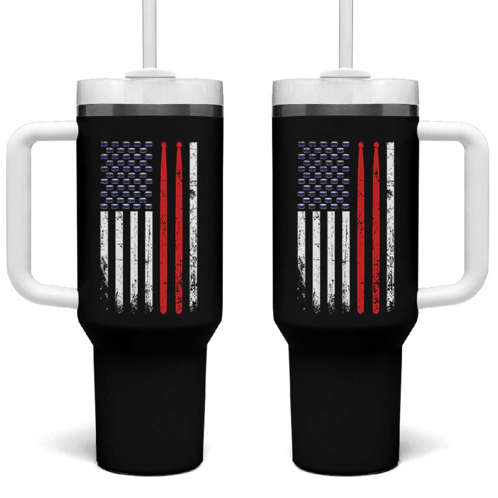 Patriotic Drummer Tumbler With Handle Percussionist Gift Drumming Drumsticks American Flag