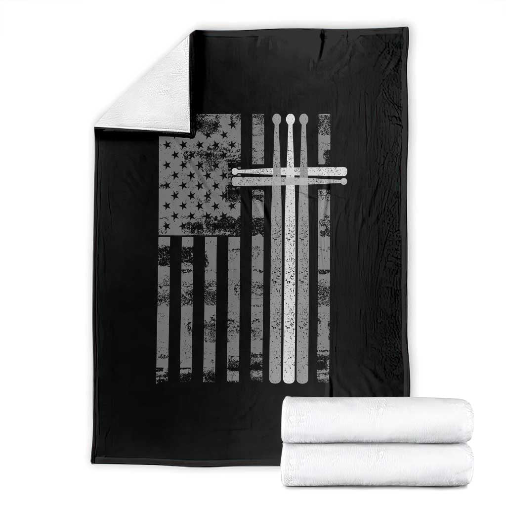 Christian Drummer Throw Blanket American Flag Drumsticks Religious Faith Cross Patriotic