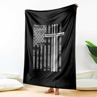 Christian Drummer Throw Blanket American Flag Drumsticks Religious Faith Cross Patriotic