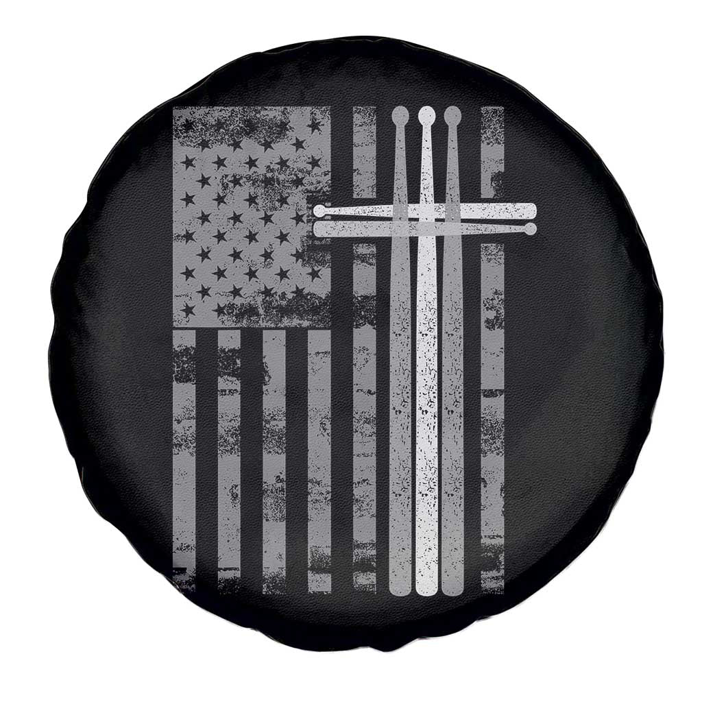 Christian Drummer Spare Tire Cover American Flag Drumsticks Religious Faith Cross Patriotic