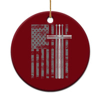 Christian Drummer Ceramic Ornament American Flag Drumsticks Religious Faith Cross Patriotic