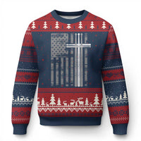 Christian Drummer Ugly Christmas Sweater American Flag Drumsticks Religious Faith Cross Patriotic