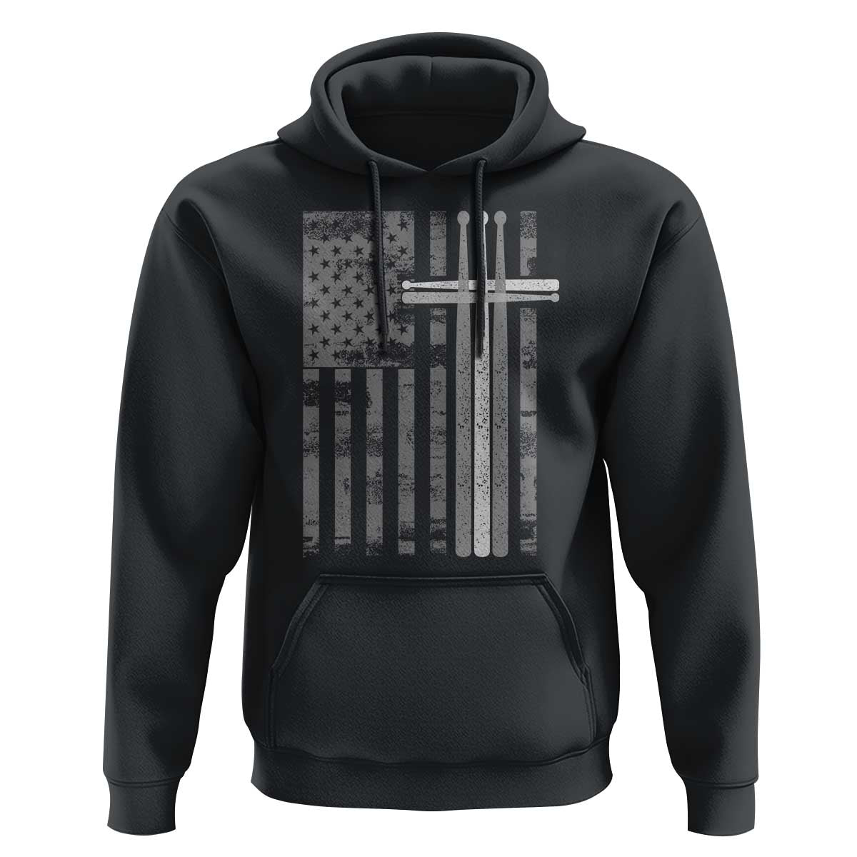 Christian Drummer Hoodie American Flag Drumsticks Religious Faith Cross Patriotic