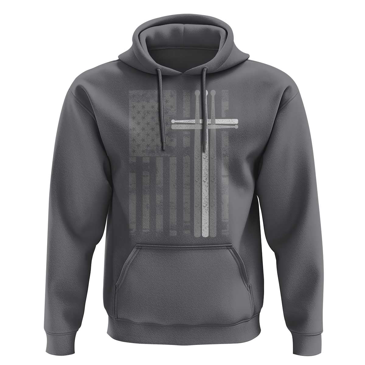 Christian Drummer Hoodie American Flag Drumsticks Religious Faith Cross Patriotic
