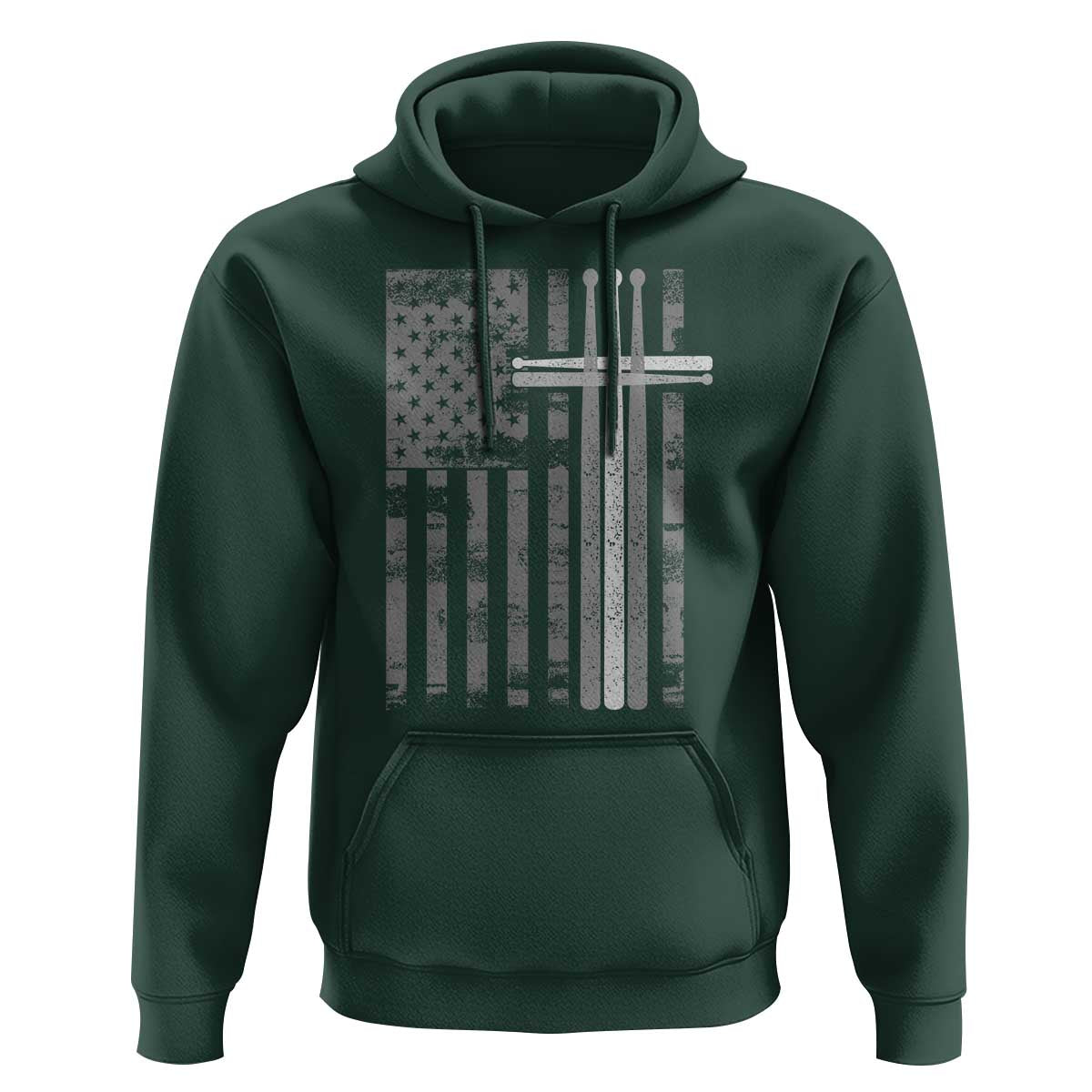 Christian Drummer Hoodie American Flag Drumsticks Religious Faith Cross Patriotic