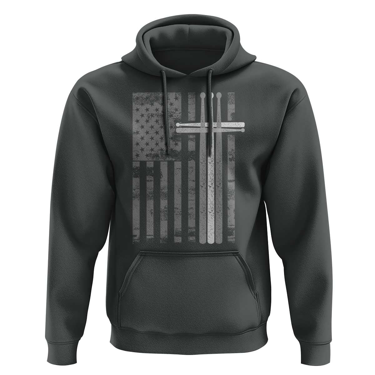 Christian Drummer Hoodie American Flag Drumsticks Religious Faith Cross Patriotic