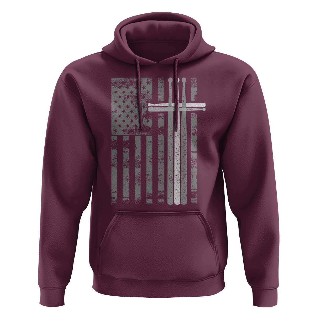 Christian Drummer Hoodie American Flag Drumsticks Religious Faith Cross Patriotic
