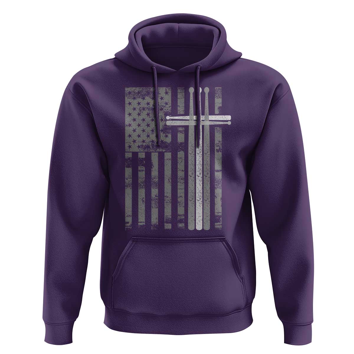 Christian Drummer Hoodie American Flag Drumsticks Religious Faith Cross Patriotic