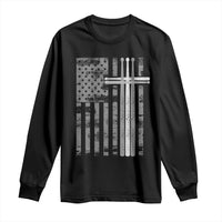 Christian Drummer Long Sleeve Shirt American Flag Drumsticks Religious Faith Cross Patriotic