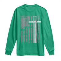 Christian Drummer Long Sleeve Shirt American Flag Drumsticks Religious Faith Cross Patriotic