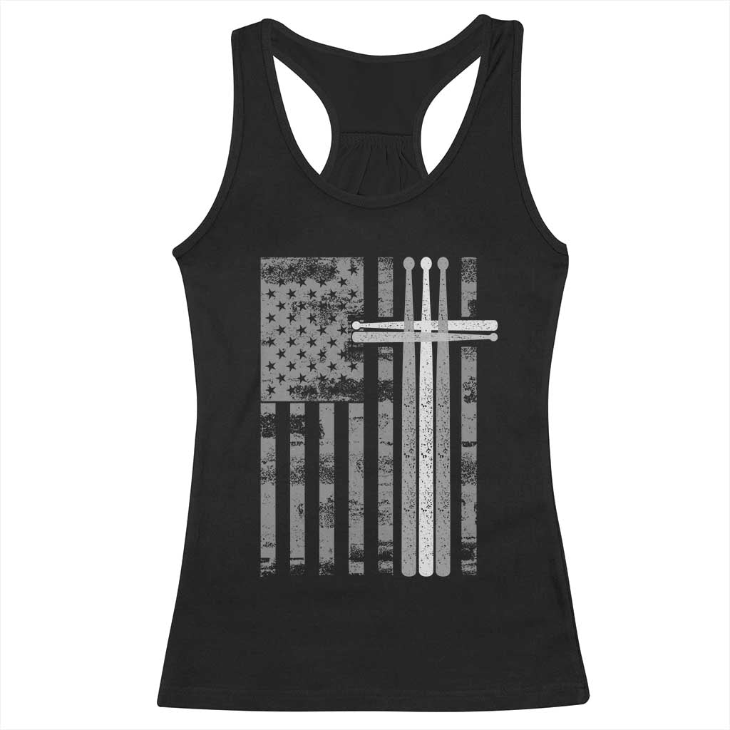 Christian Drummer Racerback Tank Top American Flag Drumsticks Religious Faith Cross Patriotic