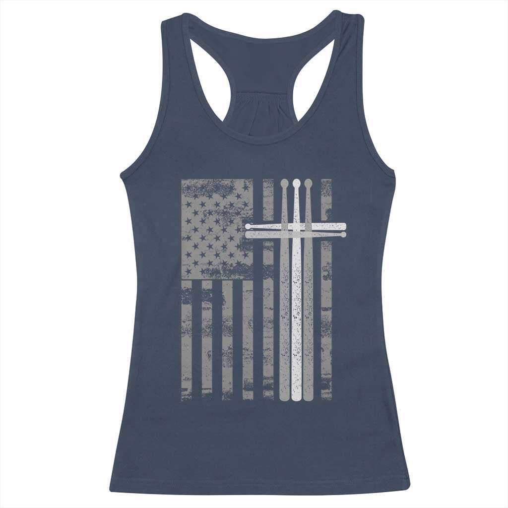 Christian Drummer Racerback Tank Top American Flag Drumsticks Religious Faith Cross Patriotic