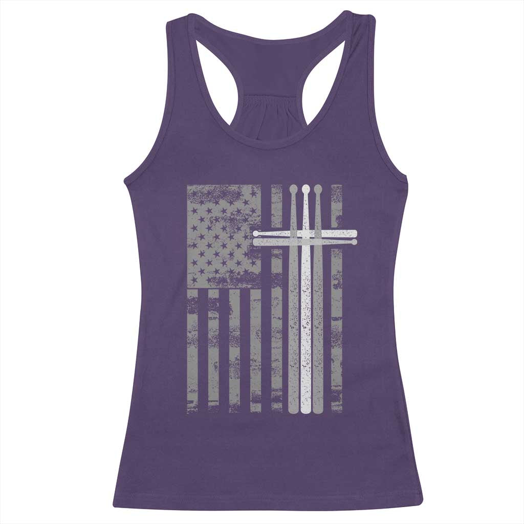 Christian Drummer Racerback Tank Top American Flag Drumsticks Religious Faith Cross Patriotic