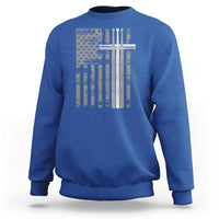 Christian Drummer Sweatshirt American Flag Drumsticks Religious Faith Cross Patriotic