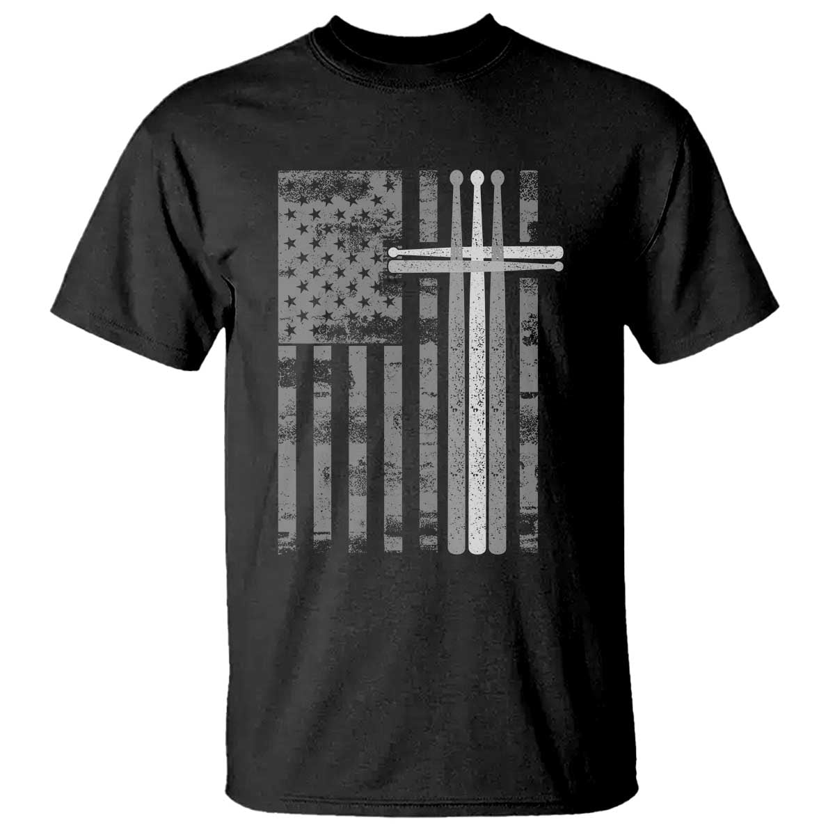 Christian Drummer T Shirt American Flag Drumsticks Religious Faith Cross Patriotic