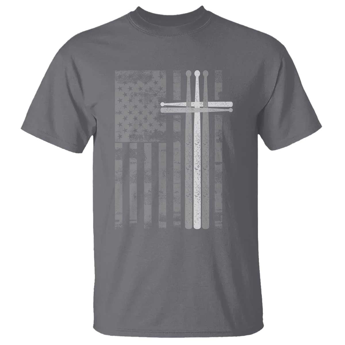 Christian Drummer T Shirt American Flag Drumsticks Religious Faith Cross Patriotic