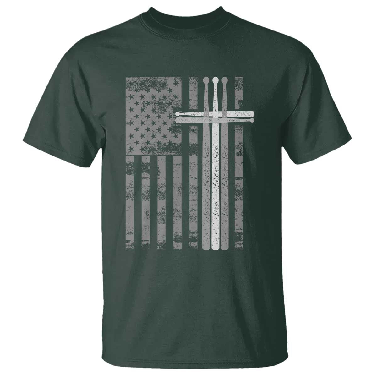 Christian Drummer T Shirt American Flag Drumsticks Religious Faith Cross Patriotic