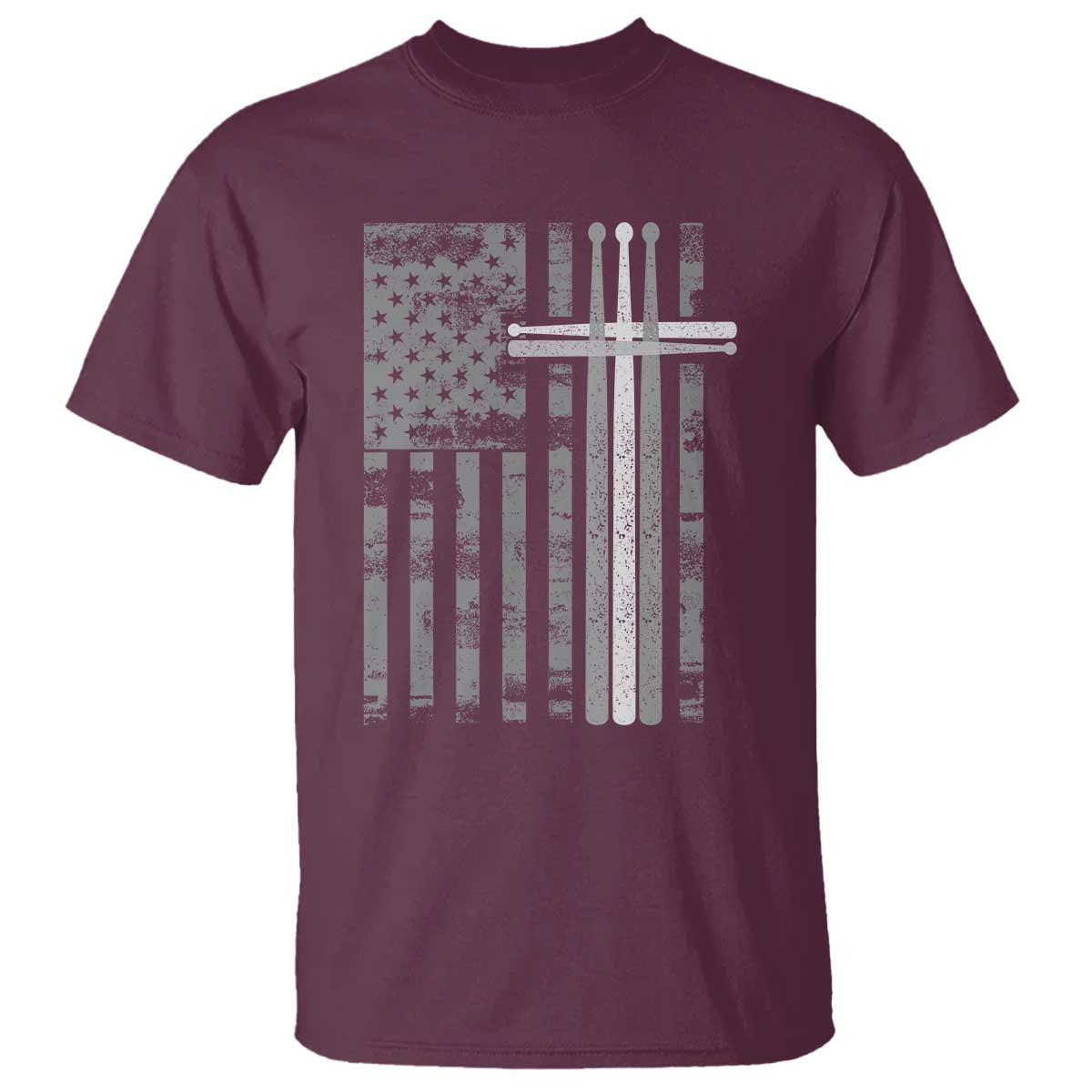Christian Drummer T Shirt American Flag Drumsticks Religious Faith Cross Patriotic