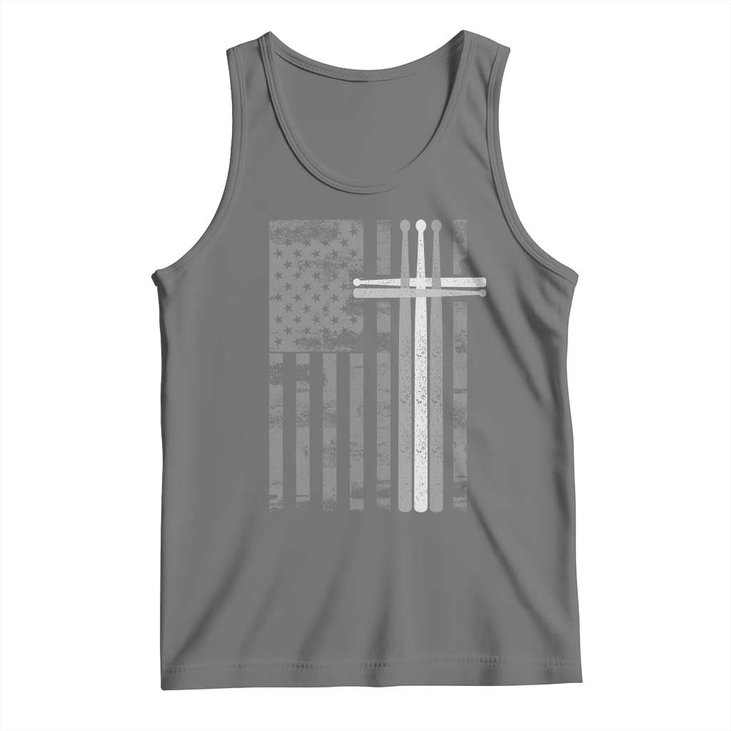 Christian Drummer Tank Top American Flag Drumsticks Religious Faith Cross Patriotic