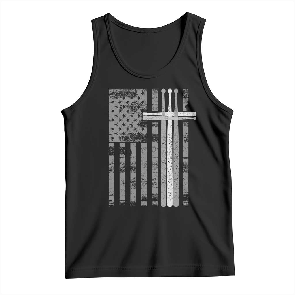Christian Drummer Tank Top American Flag Drumsticks Religious Faith Cross Patriotic
