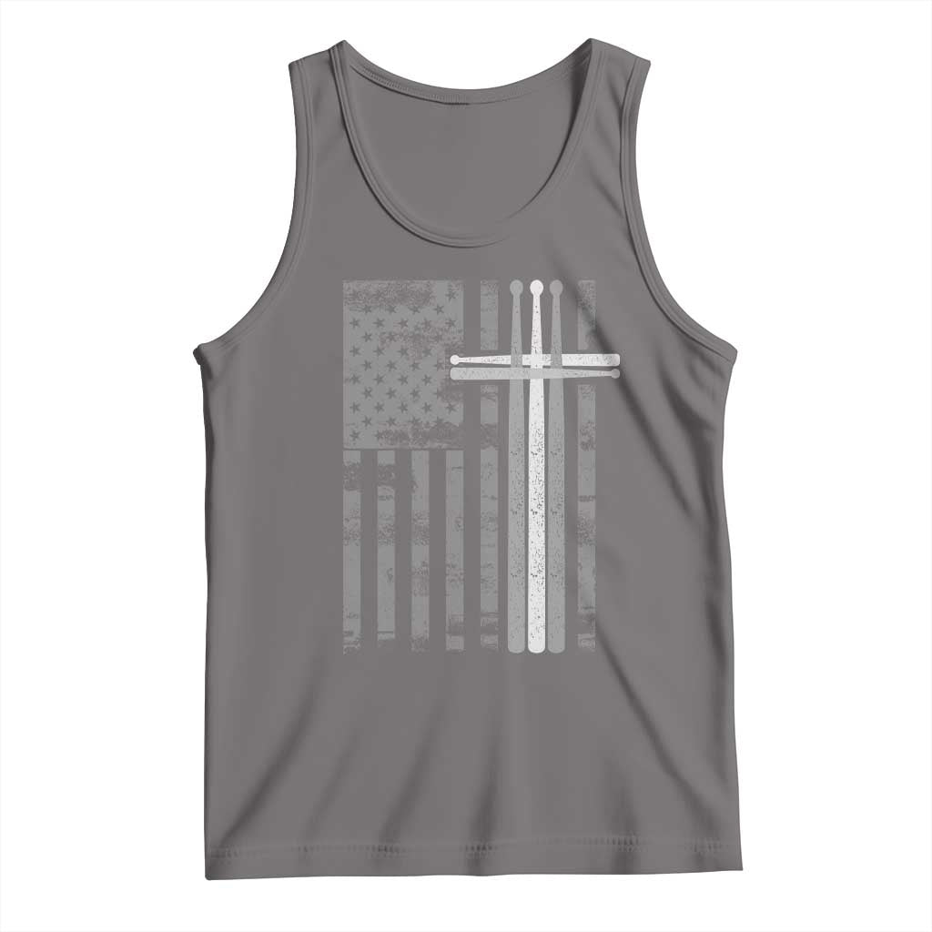 Christian Drummer Tank Top American Flag Drumsticks Religious Faith Cross Patriotic