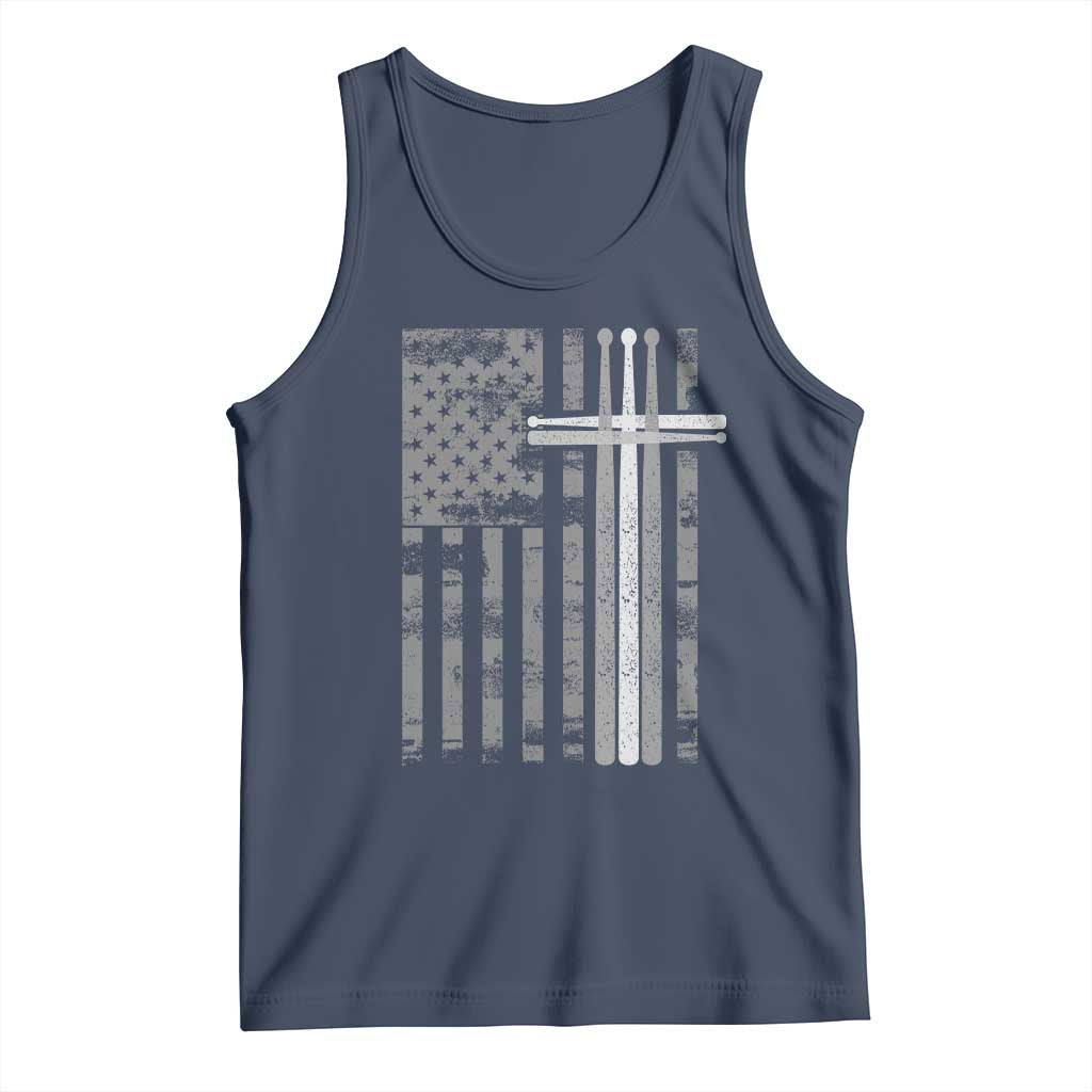 Christian Drummer Tank Top American Flag Drumsticks Religious Faith Cross Patriotic
