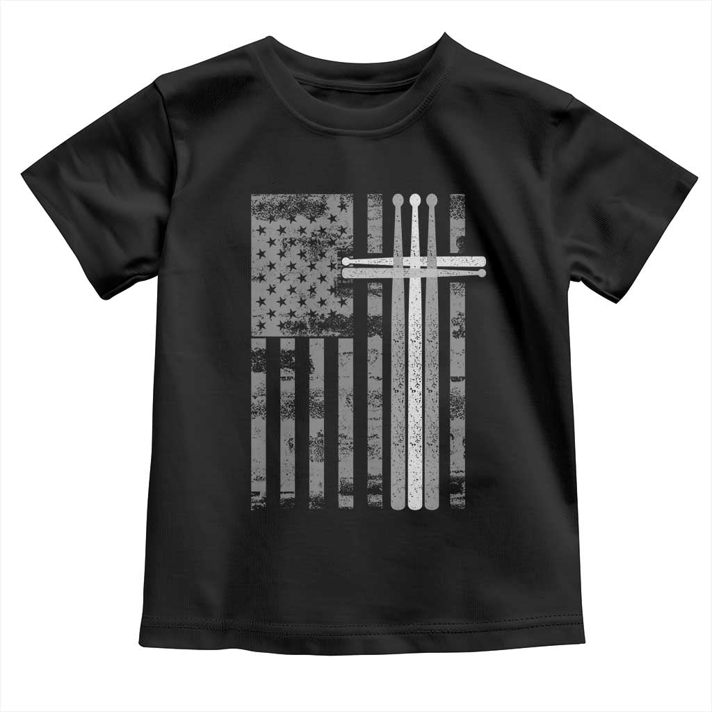 Christian Drummer Toddler T Shirt American Flag Drumsticks Religious Faith Cross Patriotic