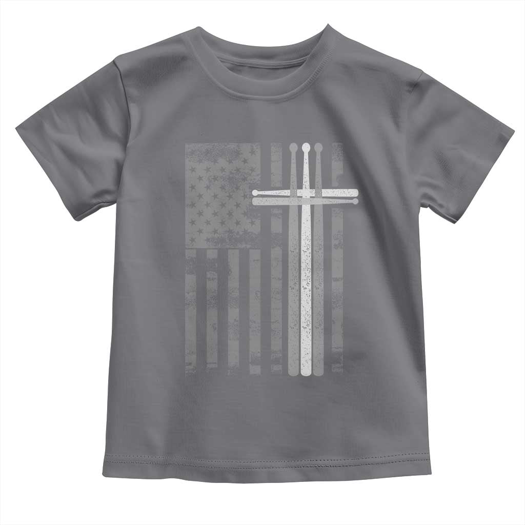 Christian Drummer Toddler T Shirt American Flag Drumsticks Religious Faith Cross Patriotic
