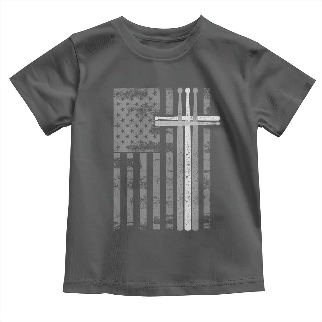 Christian Drummer Toddler T Shirt American Flag Drumsticks Religious Faith Cross Patriotic