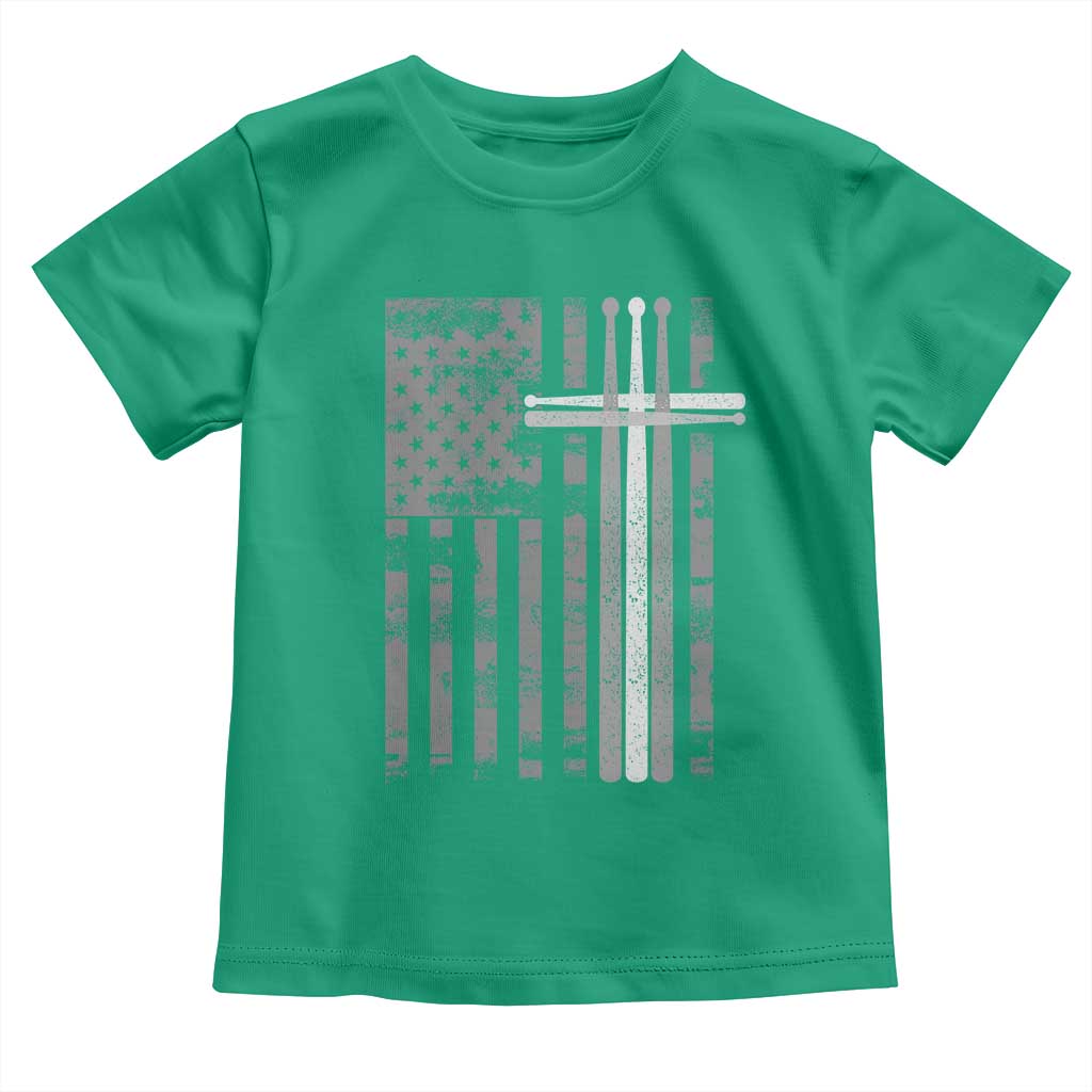 Christian Drummer Toddler T Shirt American Flag Drumsticks Religious Faith Cross Patriotic