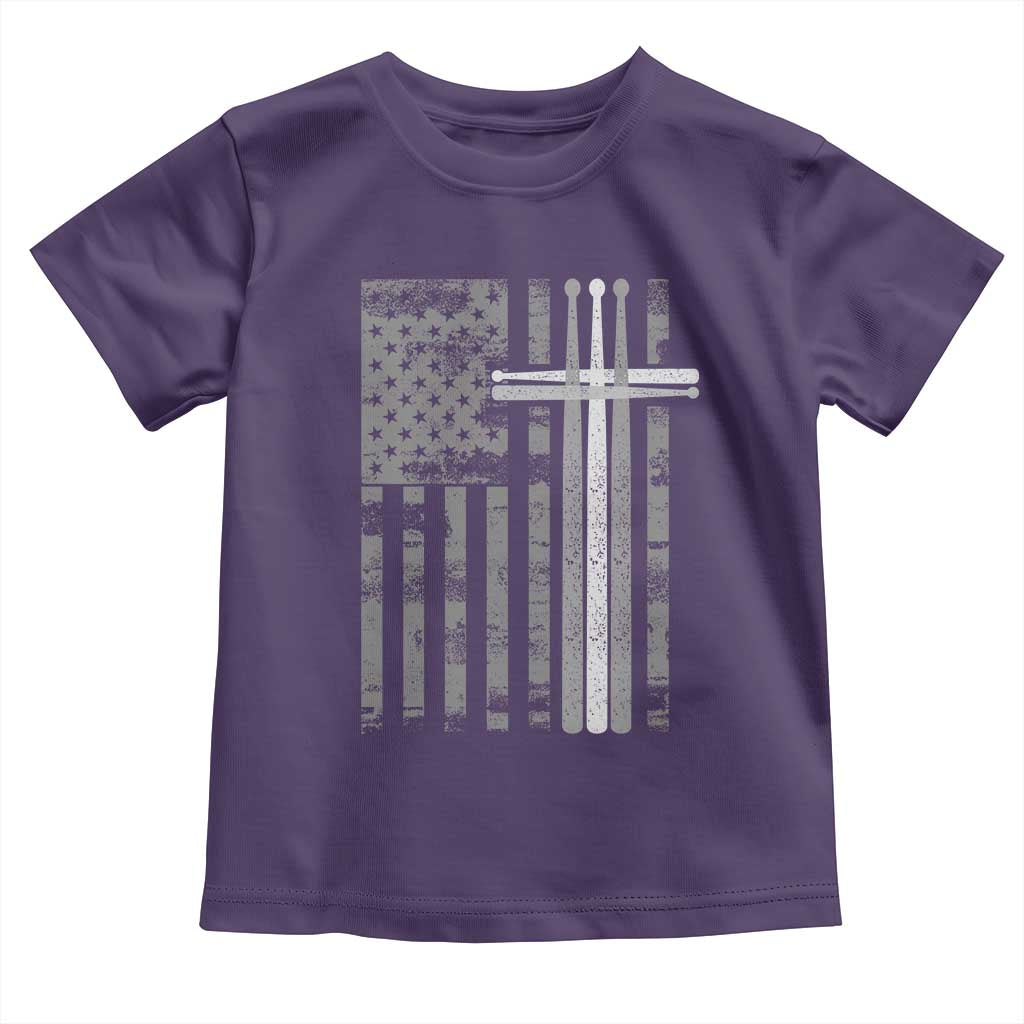 Christian Drummer Toddler T Shirt American Flag Drumsticks Religious Faith Cross Patriotic