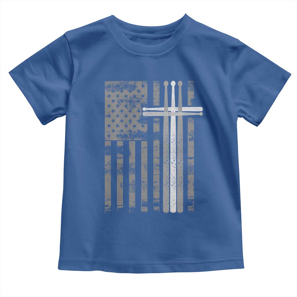 Christian Drummer Toddler T Shirt American Flag Drumsticks Religious Faith Cross Patriotic