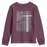 Christian Drummer Youth Sweatshirt American Flag Drumsticks Religious Faith Cross Patriotic