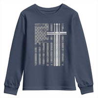 Christian Drummer Youth Sweatshirt American Flag Drumsticks Religious Faith Cross Patriotic