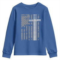 Christian Drummer Youth Sweatshirt American Flag Drumsticks Religious Faith Cross Patriotic