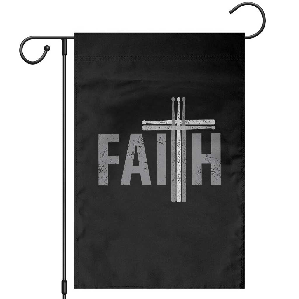 Christian Drummer Garden Flag Faith Drum Stick Cross