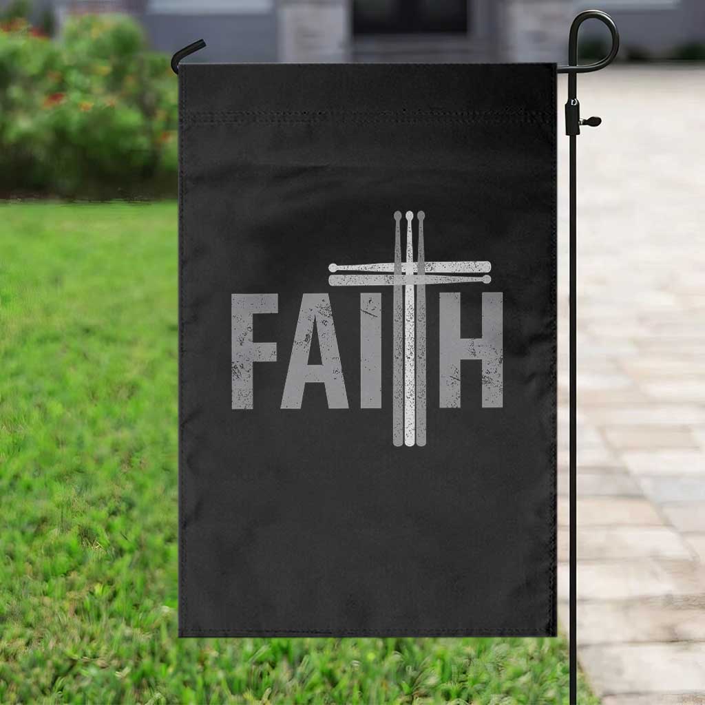 Christian Drummer Garden Flag Faith Drum Stick Cross