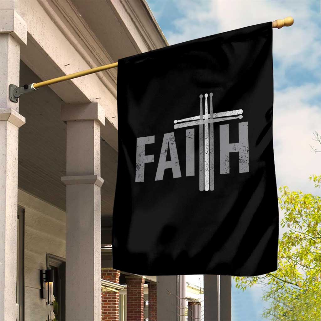 Christian Drummer Garden Flag Faith Drum Stick Cross
