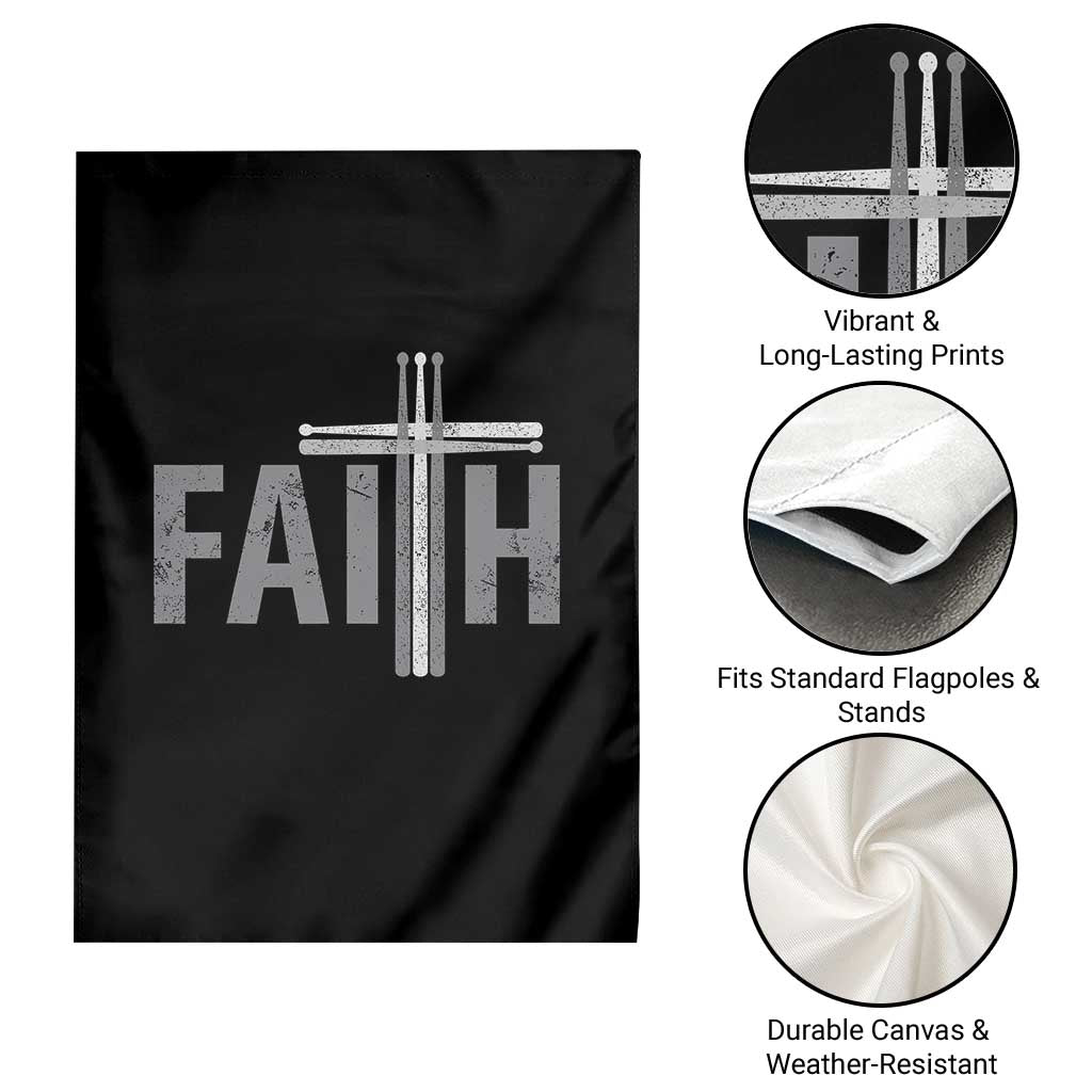 Christian Drummer Garden Flag Faith Drum Stick Cross