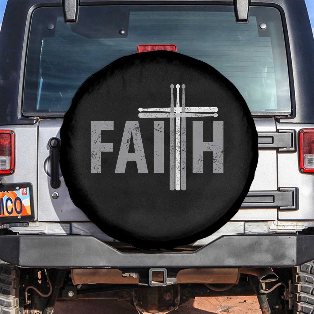 Christian Drummer Spare Tire Cover Faith Drum Stick Cross