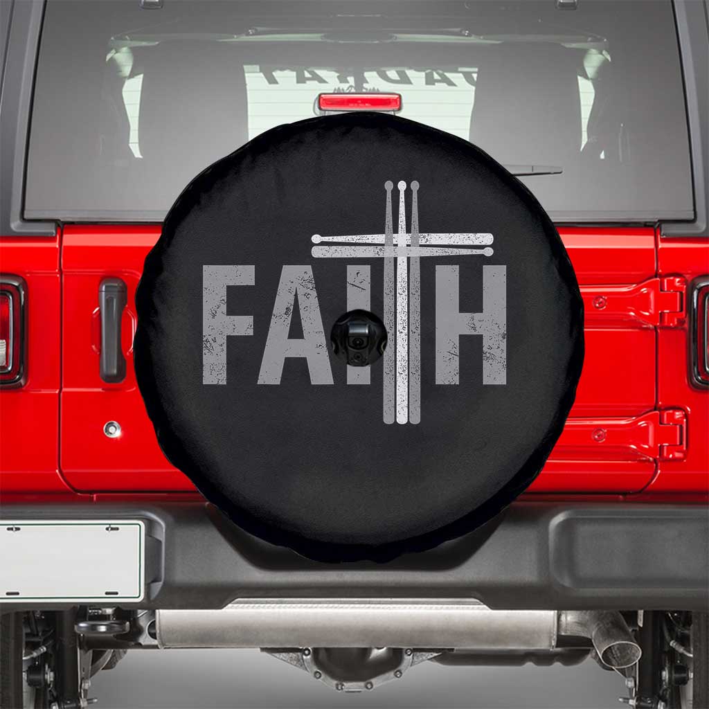 Christian Drummer Spare Tire Cover Faith Drum Stick Cross
