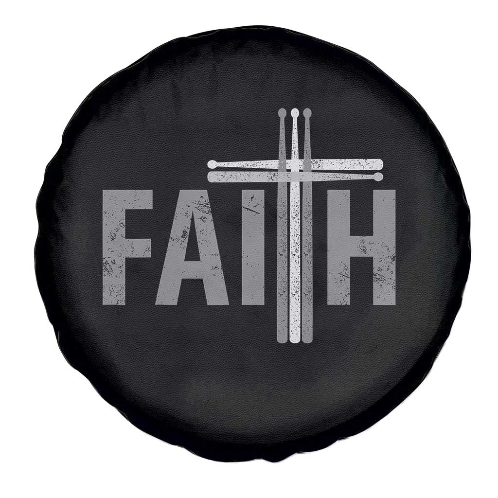 Christian Drummer Spare Tire Cover Faith Drum Stick Cross