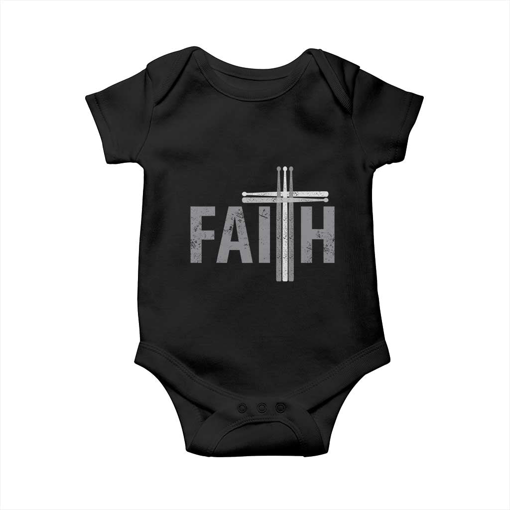 Christian Drummer Baby Onesie Faith Drum Stick Cross