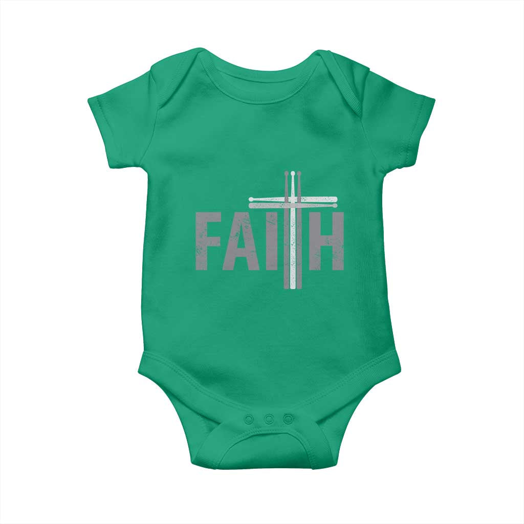 Christian Drummer Baby Onesie Faith Drum Stick Cross