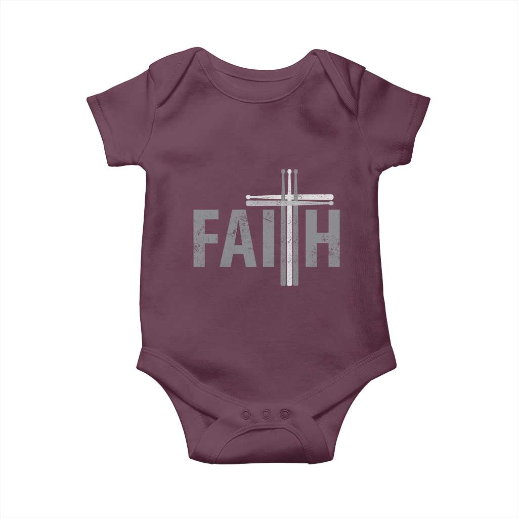 Christian Drummer Baby Onesie Faith Drum Stick Cross