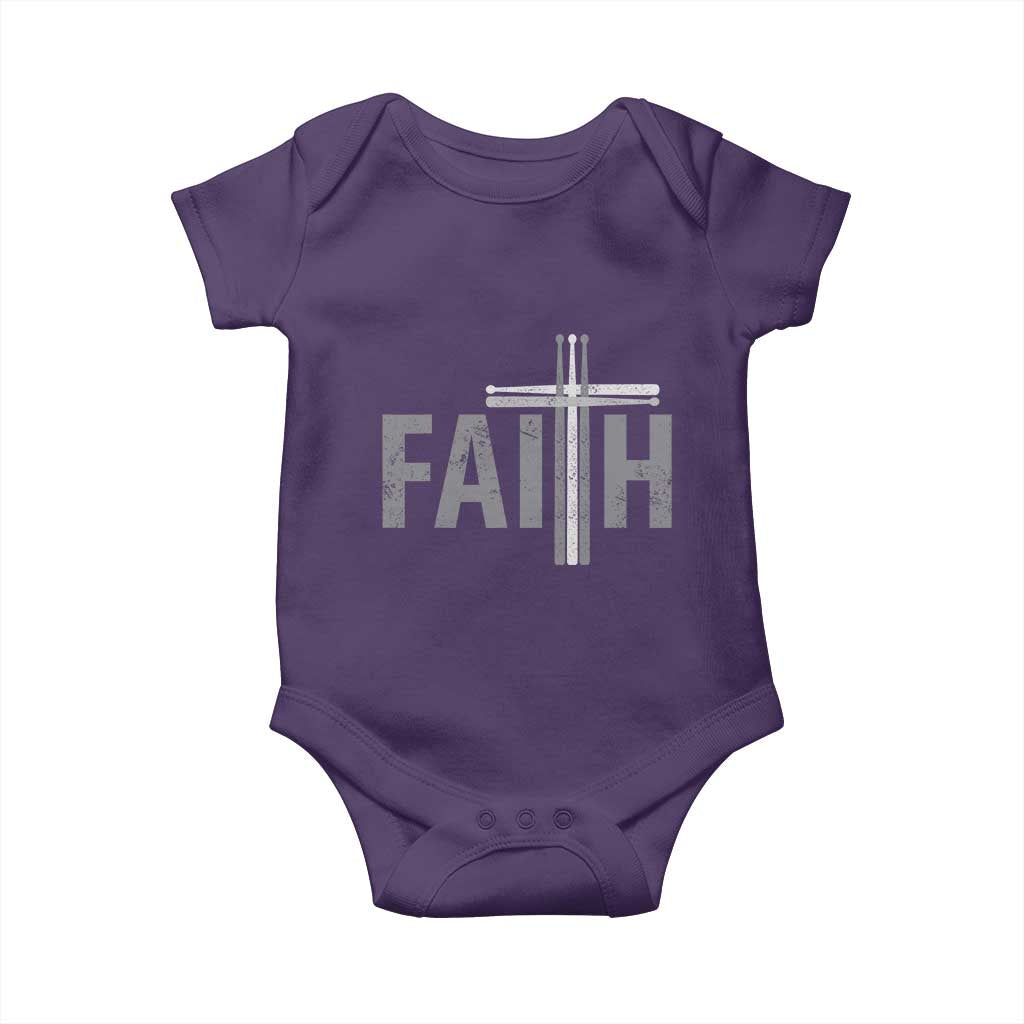 Christian Drummer Baby Onesie Faith Drum Stick Cross
