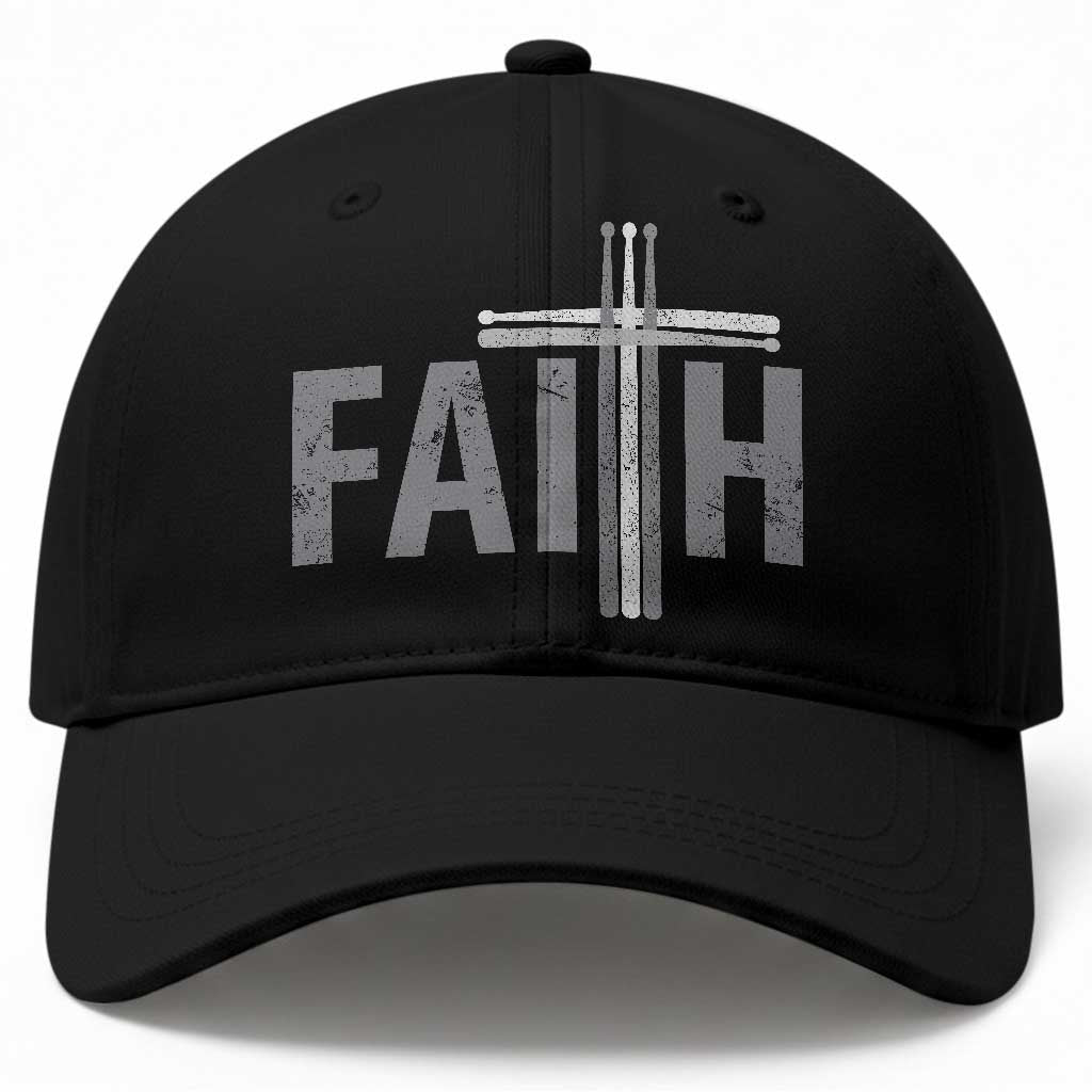 Christian Drummer Baseball Cap Faith Drum Stick Cross