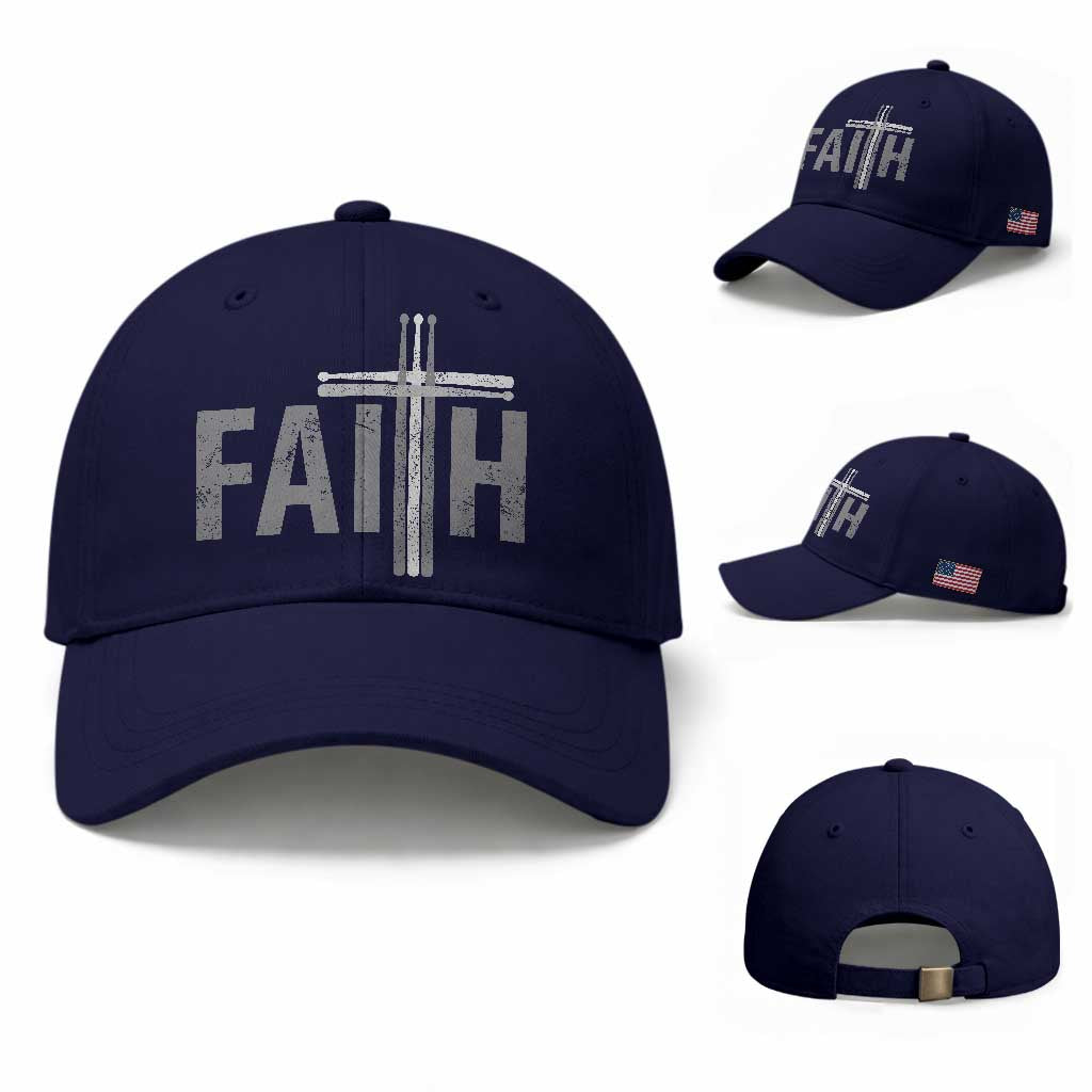 Christian Drummer Baseball Cap Faith Drum Stick Cross