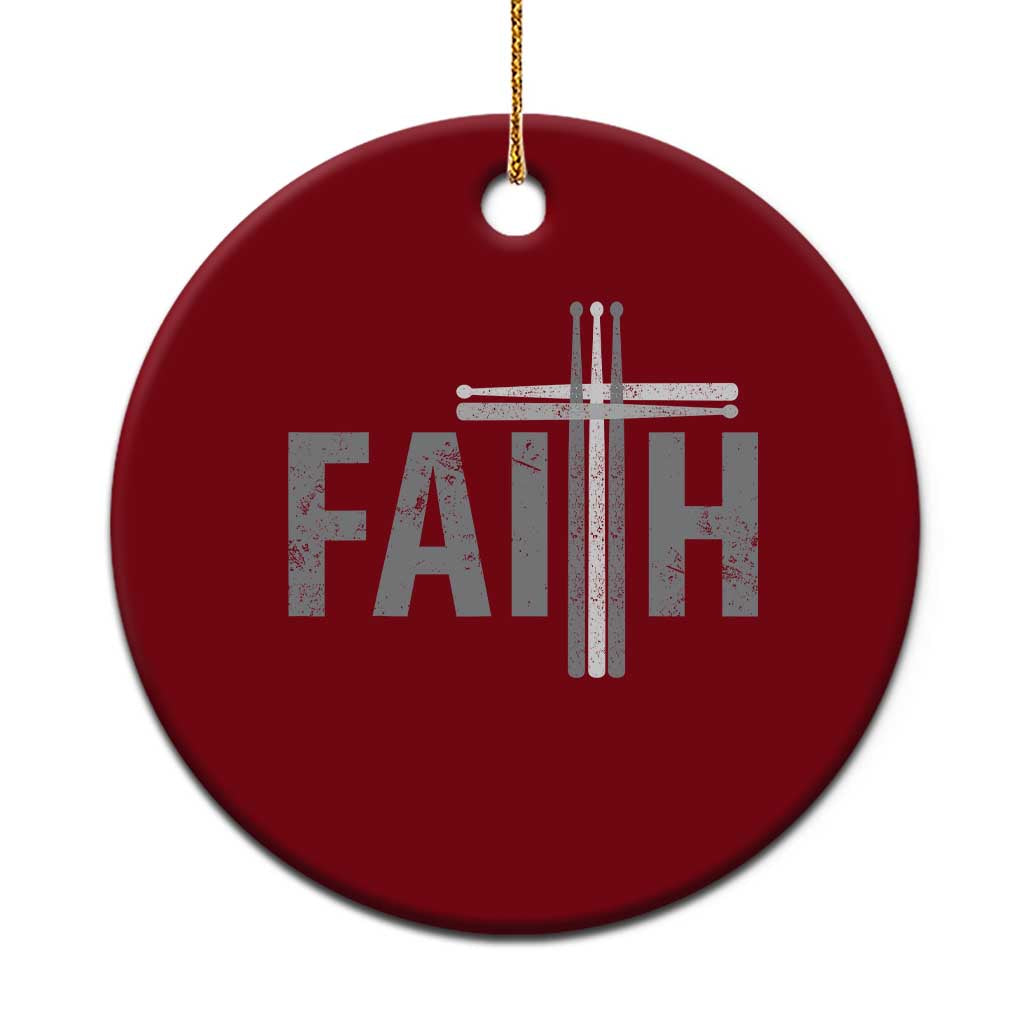 Christian Drummer Ceramic Ornament Faith Drum Stick Cross